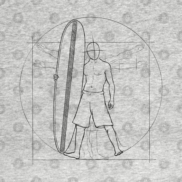 Vitruvian Man Surfer Dude With Mini-Malibu by SkizzenMonster